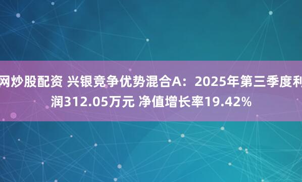 网炒股配资 兴银竞争优势混合A：2025年第三季度利润312.05万元 净值增长率19.42%